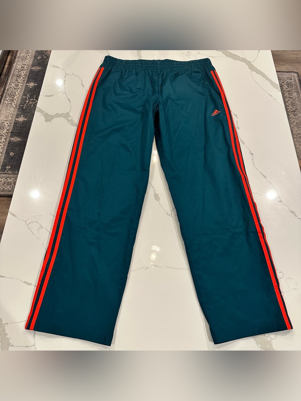 adidas Men's Teal Joggers with Red Side Stripes